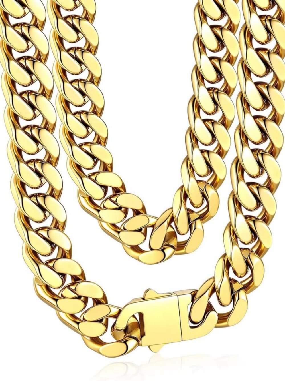 Men's Premium Solid Stainless Steel Miami Cuban Link Chain Necklace - 24